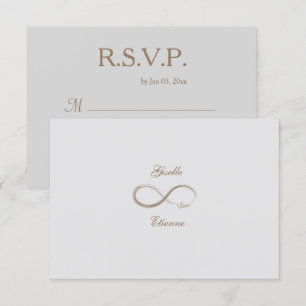 Invitation Signe Infini Or Gris Nom Personnalisé Réponse Mari