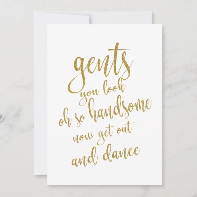 Invitation Signe Mariage abordable Gents Bathroom Gold (Devant)