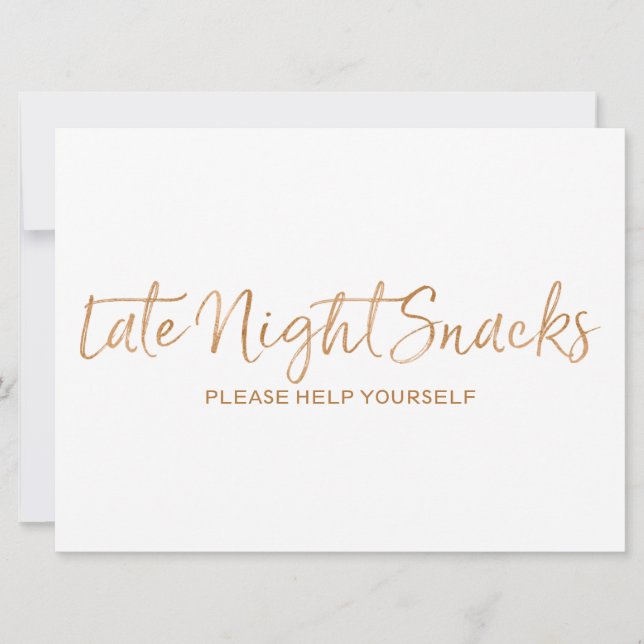 Invitation Signe Mariage des snacks de fin de nuit | Rose Gol (Devant)