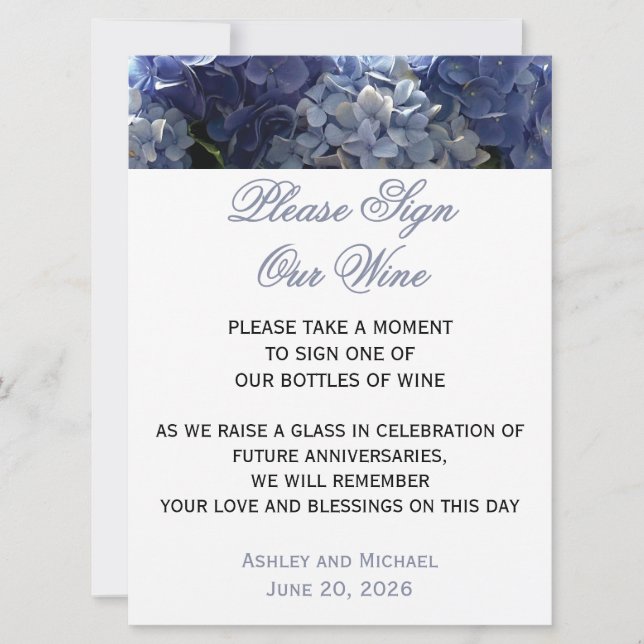 Invitation Signe Notre Vin Hydrangea (Devant)