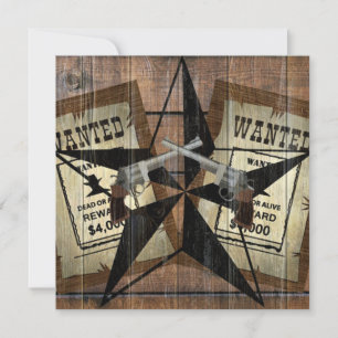 Invitation SIGNE Recherché Rustique Texas Star Western Double