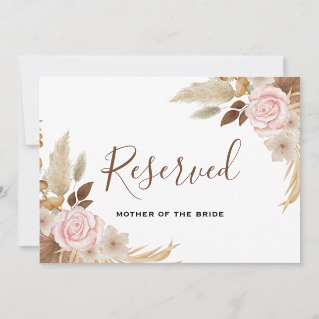 Invitation SIGNE RÉSERVÉ DE Mariage Floral Boho minimal (Devant)