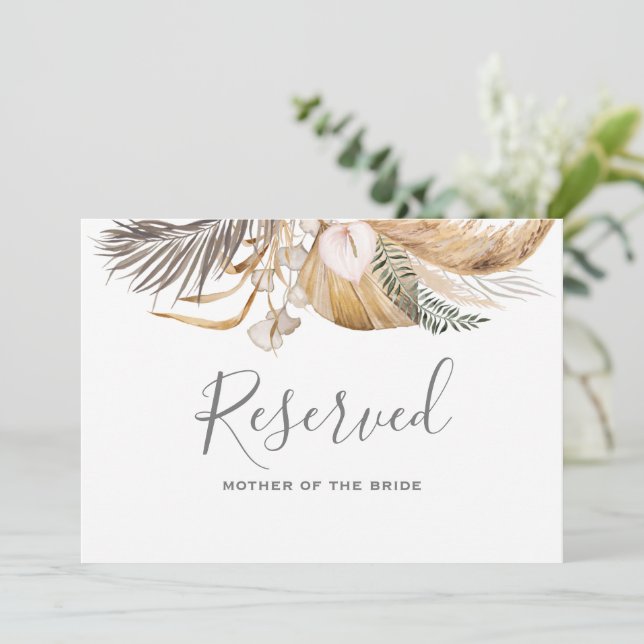 Invitation Signe réservé pour le Mariage floral Boho à feuill (Debout devant)