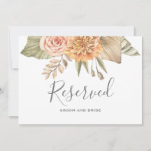 Signe réservé pour le Mariage floral Boho à feuill