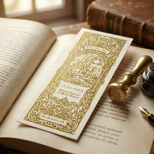 Invitation Signet de mariage en or médiéval, Save The Date