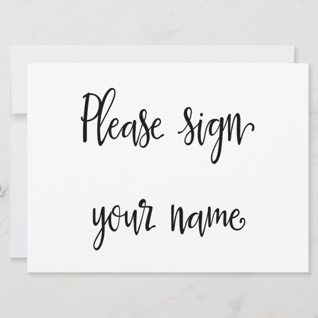 Invitation S'il vous plaît signer votre nom Mariage livre d'o (Devant)