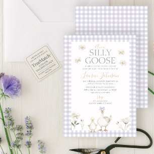 Invitation Silencieux Oie Whimsical violet En vichy Baby show