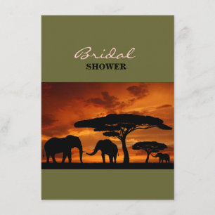 Invitation Silhouette africaine d'éléphant d'arbre de baobab
