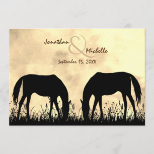 Invitation Silhouette Chevaux Pâturage dans le champ Mariage 