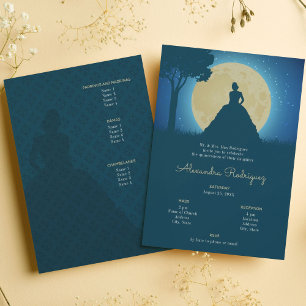 Invitation Silhouette couronnée avec Quinceanera lune