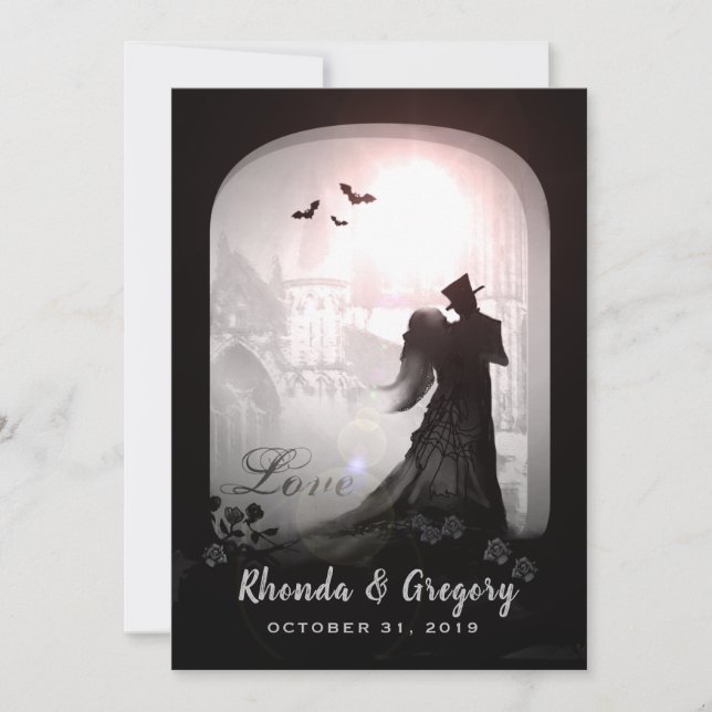 Invitation Silhouette D'Amour Élégant D'Halloween Avec (Devant)