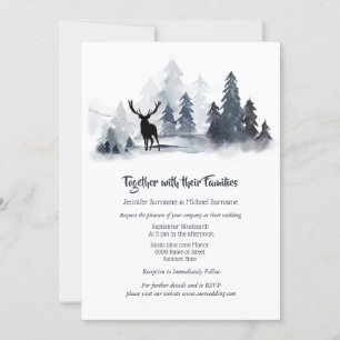 Invitation Silhouette de cerf de la forêt bleu-gris 
