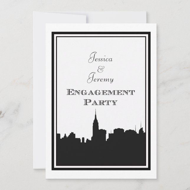 Invitation Silhouette de la skyline de NYC #2 DIY Engagement (Devant)
