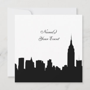 Invitation Silhouette de l'horizon de NYC, ESB #1 BW SQ2 Invi
