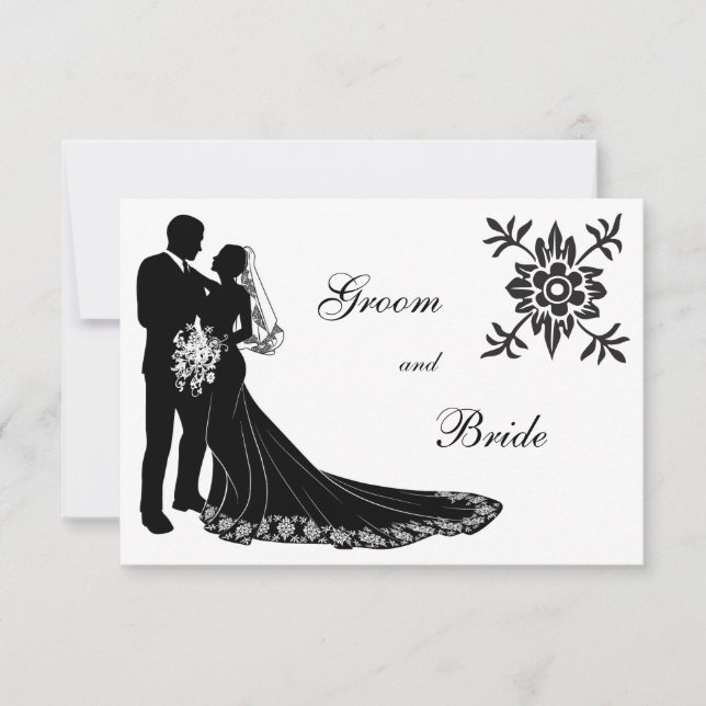 Invitation Silhouette de mariée et de chambre (Devant)