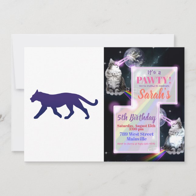 Invitation Silhouette de panthère violette - Choisir la coule (Devant)