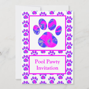 Invitation Silhouette de patte d'animal Piscine Patte Party R