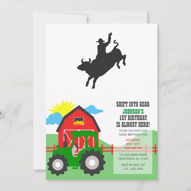 Invitation Silhouette de Rodeo Bull Ride (Devant)