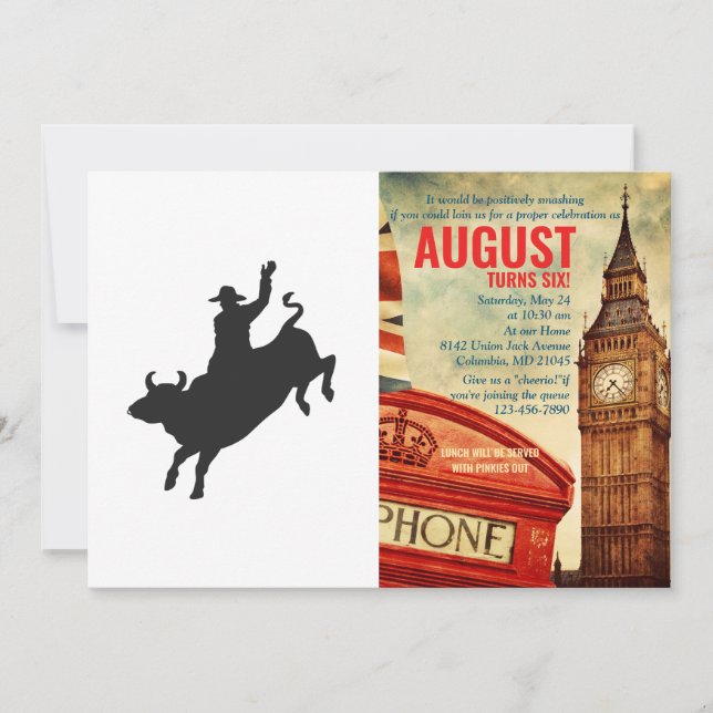 Invitation Silhouette de Rodeo Bull Ride (Devant)