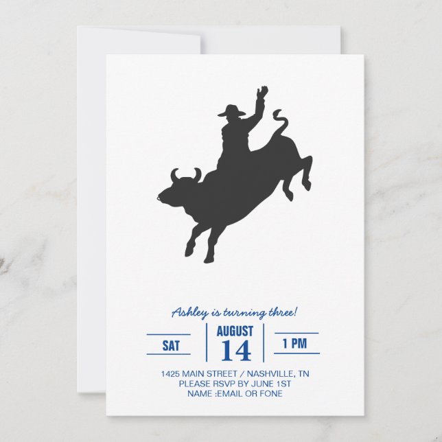 Invitation Silhouette de Rodeo Bull Ride (Devant)