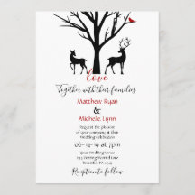 Silhouette Deer Couple en amour Mariage d'hiver