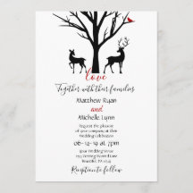 Silhouette Deer Couple Mariage d'amour hivernal