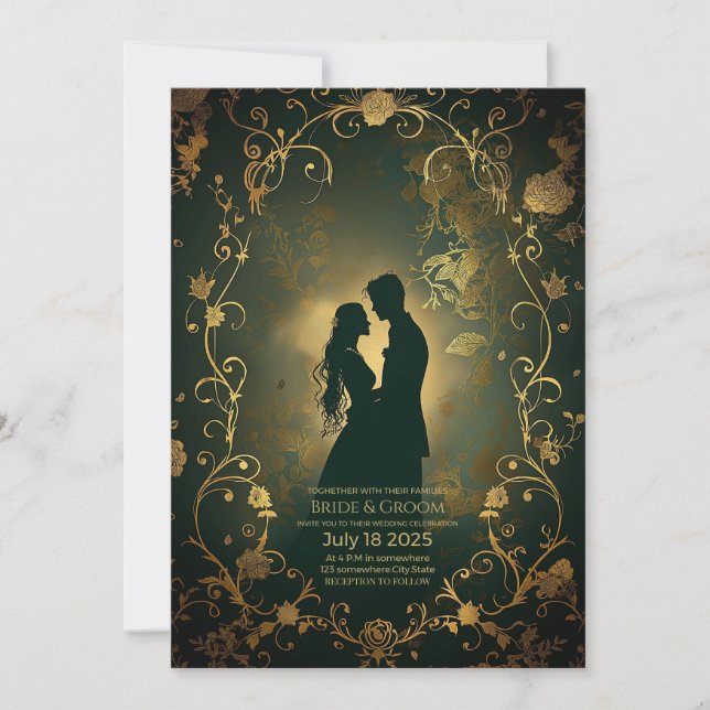 Invitation Silhouette of a couple in love (Devant)