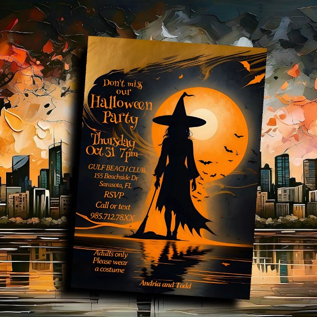 Invitation Silhouette sorcière mystique Halloween (Créateur téléchargé)