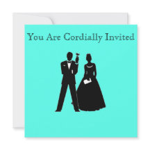 Silhouettes de mariée et de chambre sur bleu