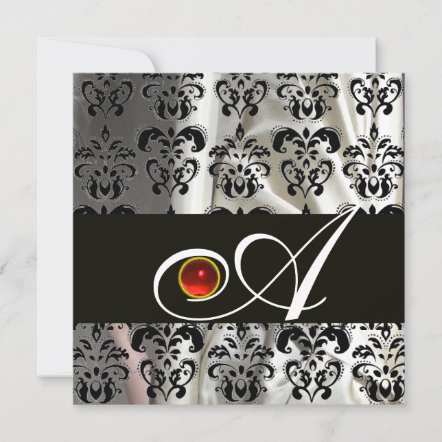 INVITATION SILK BLANC NOIR DOMMASQUE VÊTEMENT MONOGRAMME ROUG (Devant)