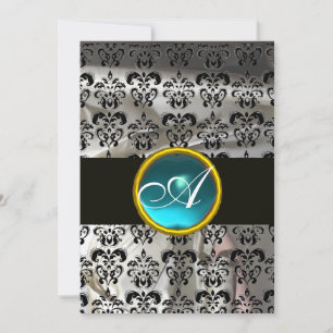 INVITATION SILK NOIR BLANC DOMMASQUE GEM BLEU TURQUOISE MONOG