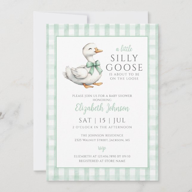 Invitation Silly Goose Baby shower Neutre Genre Tout En Un (Devant)