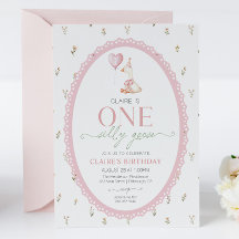Silly Goose Pink Floral First Birthday