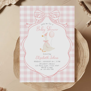 Invitation Silly Goose Rose Bow Girl Baby shower