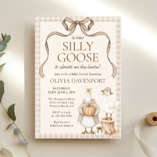 Invitation Silly Goose Storybook Automne En vichy Baby shower