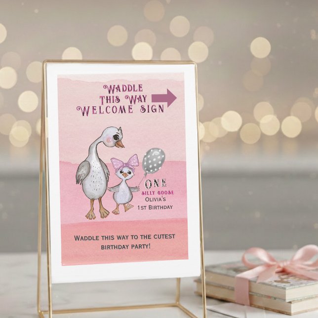 Invitation Silly Goose| Waddle This Way Welcome Sign (Silly Goose & Pink Bow | Waddle This Way Welcome Sign Downloadable)