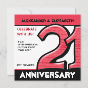Invitation Silly Numéro 21 rouge Anniversaire de fête Invitat