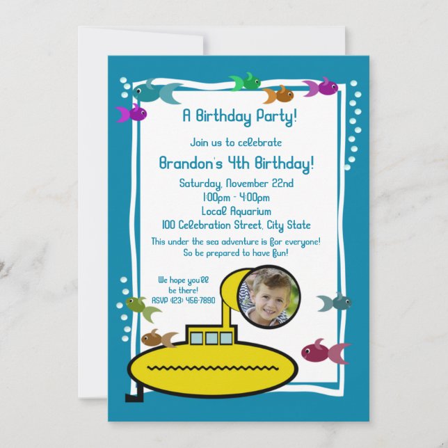Invitation Silly Sub Aquarium Anniversaire (Devant)
