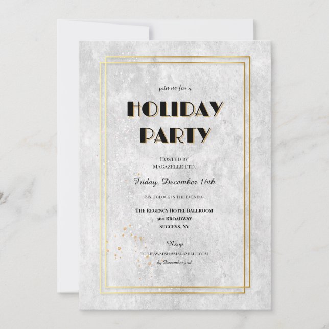 Invitation Silver and Gold Frame Holiday Party (Devant)