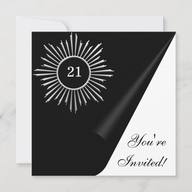 Invitation Silver Black & White 21ème anniversaire (Devant)