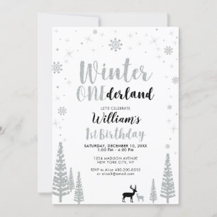 Invitation Silver, Black Winter Conederland 1er anniversaire 