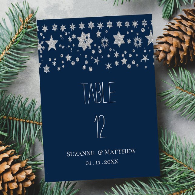 Invitation Silver Chirstmas fée hiver léger Nombre de tableau (Silver Chirstmas fairy light winter Table Numbers)