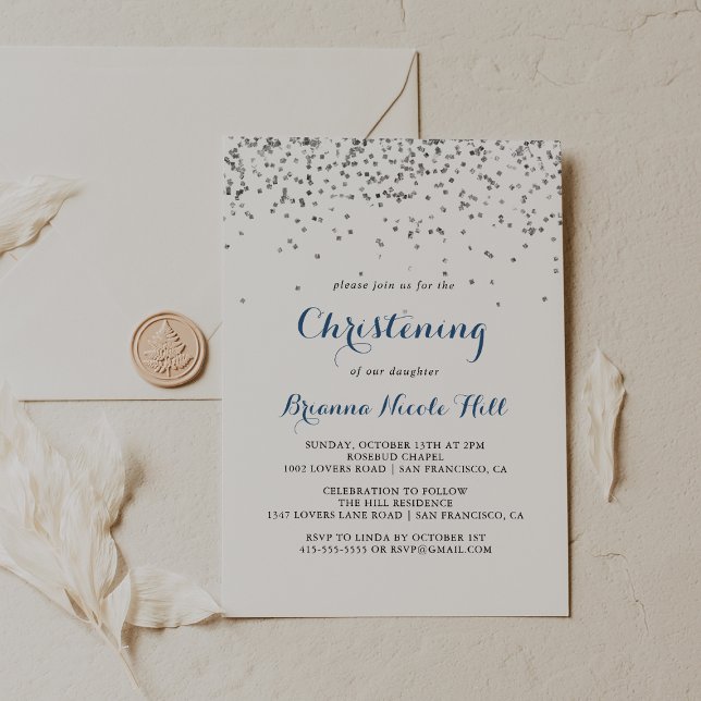 Invitation Silver Confetti Minimaliste Christing (Créateur téléchargé)