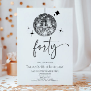 Invitation Silver Disco Ball Quarante fête d'anniversaire
