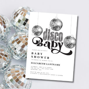 Invitation Silver Disco Ball Retro Disco Baby shower