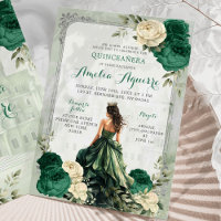 Silver Emerald Green Castle Princess Quinceañera