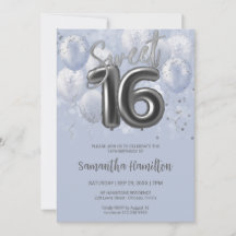 Silver Foil Sweet 16 Ballons d'anniversaire Dusty 