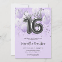 Silver Foil Sweet 16 Balloons d'anniversaire Lavan