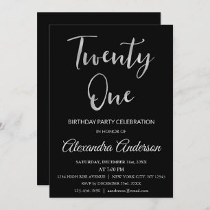Invitation Silver Foil Vingt et un 21e anniversaire