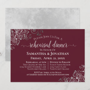 Invitation Silver Frills Mariage Bourgogne Répétition et Dîne